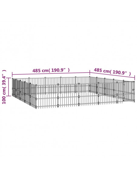 Gabbia per Cani da Esterno in Acciaio 23,52 m²