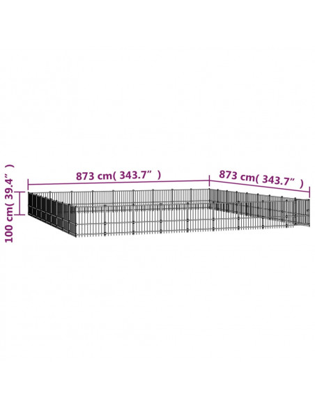 Gabbia per Cani da Esterno in Acciaio 76,21 m²