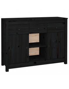 Credenza Nera 100x35x74,5 cm in Legno Massello di Pino 2