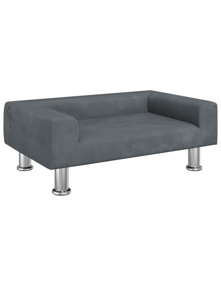 Lettino per Cani Grigio Scuro 70x45x26,5 cm in Velluto