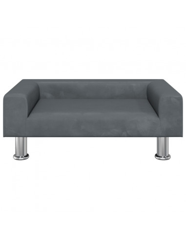 Lettino per Cani Grigio Scuro 70x45x26,5 cm in Velluto
