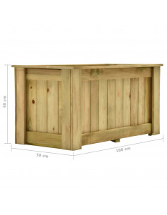 Fioriera Rialzata 100x50x50 cm in Legno di Pino Impregnato