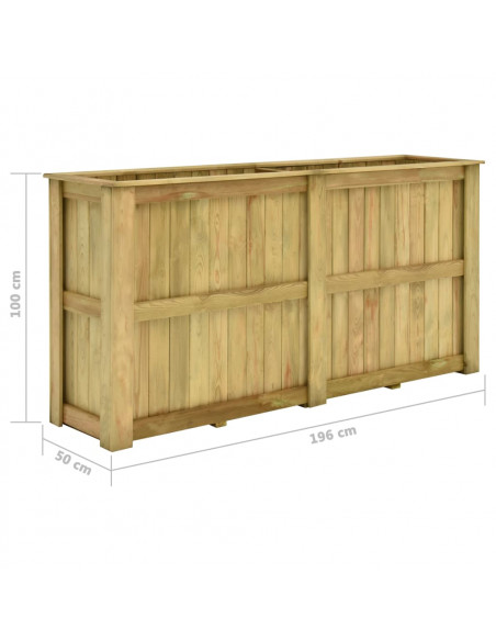 Fioriera Rialzata 196x50x100 cm in Legno di Pino Impregnato