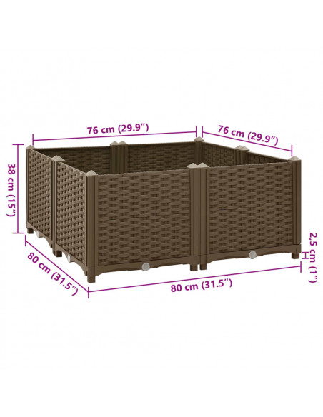 Fioriera Rialzata 80x80x38 cm in Polipropilene