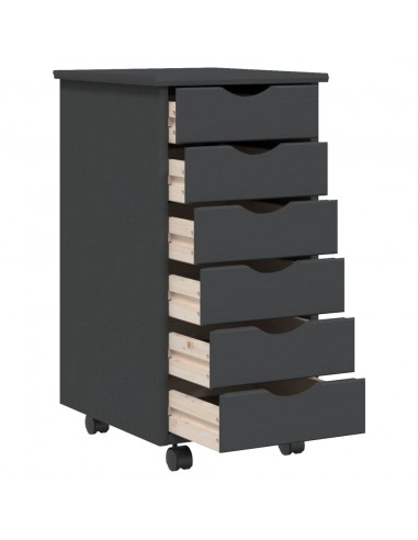 Armadietto Rotante con Cassetti MOSS Grigio Legno Massello Pino