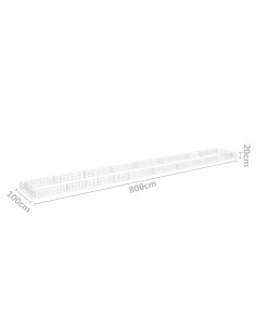 Gabbione Letto Rialzato in Acciaio Zincato 800x100x20 cm