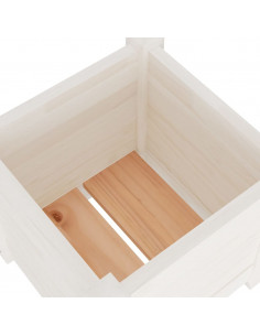 Fioriera da Giardino Bianca 31x31x31 cm Legno Massello di Pino