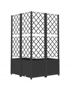 Fioriera da Giardino con Graticcio Nero 80x80x136 cm in PP