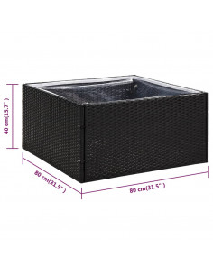 Fioriera da Giardino Nero 80x80x40 cm in Polyrattan