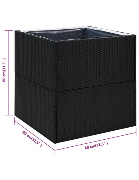 Fioriera da Giardino Nero 80x80x80 cm in Polyrattan