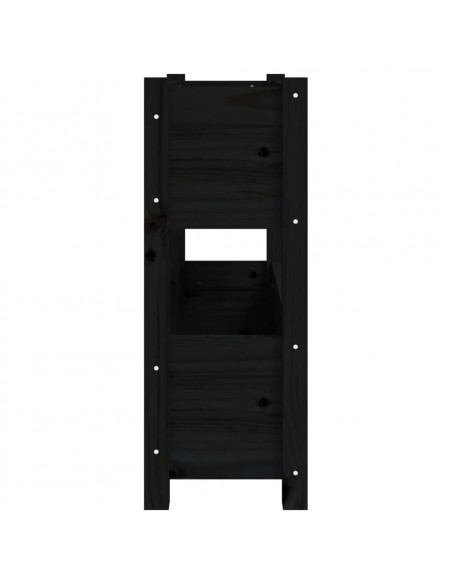 Fioriera Nera 77x25x66 cm in Legno Massello di Pino