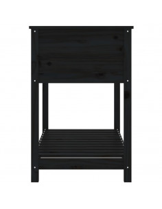 Fioriera con Mensola Nera 111,5x54x81cm Legno Massello di Pino