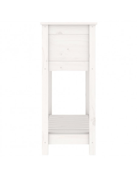 Fioriera con Mensola Bianca 82,5x34,5x81cm Legno Massello Pino