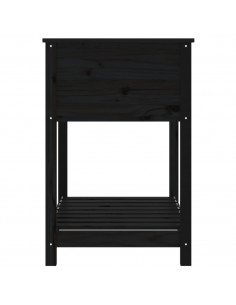 Fioriera con Mensola Nera 82,5x54x81 cm Legno Massello di Pino