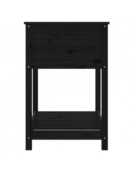 Fioriera con Mensola Nera 82,5x54x81 cm Legno Massello di Pino