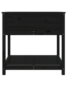 Fioriera con Mensola Nera 82,5x82,5x81cm Legno Massello di Pino