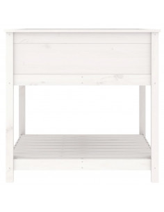 Fioriera con Mensola Bianca 82,5x82,5x81 cm Legno Massello Pino