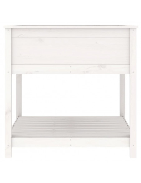 Fioriera con Mensola Bianca 82,5x82,5x81 cm Legno Massello Pino