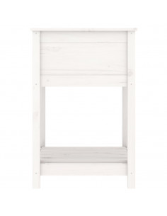 Fioriera con Mensola Bianca 54x54x81 cm Legno Massello di Pino