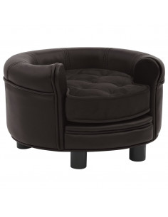 Divano per Cani Marrone 48x48x32 cm in Peluche e Similpelle 2