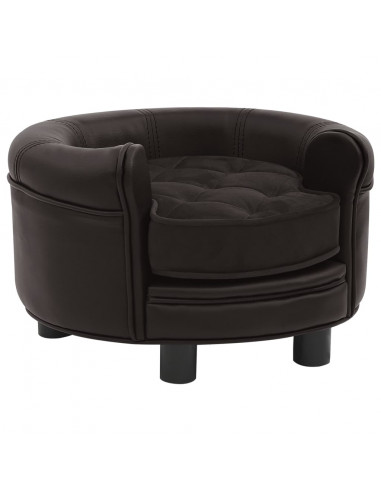 Divano per Cani Marrone 48x48x32 cm in Peluche e Similpelle