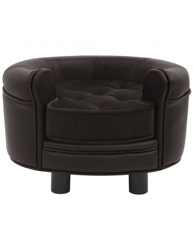 Divano per Cani Marrone 48x48x32 cm in Peluche e Similpelle