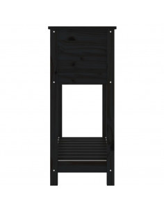 Fioriera con Mensola Nera 82,5x34,5x81cm Legno Massello di Pino