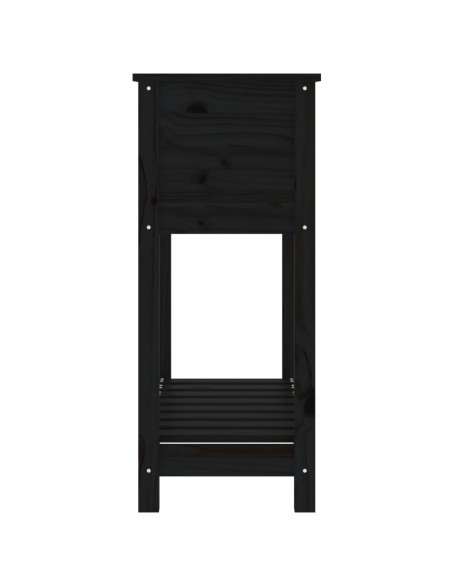 Fioriera con Mensola Nera 82,5x34,5x81cm Legno Massello di Pino