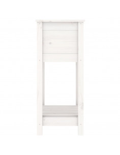 Fioriera con Mensola Bianca 54x34,5x81cm Legno Massello di Pino