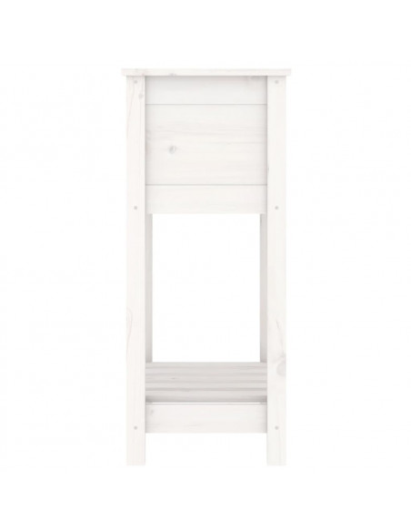 Fioriera con Mensola Bianca 54x34,5x81cm Legno Massello di Pino