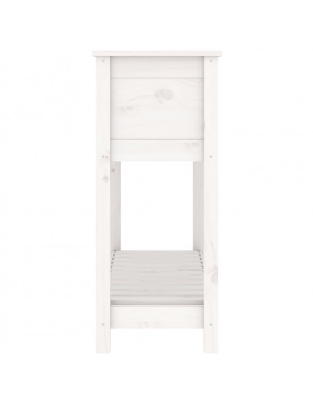 Fioriera con Mensola Bianca 111,5x34,5x81cm Legno Massello Pino