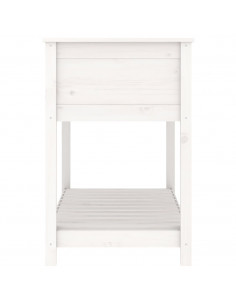 Fioriera con Mensola Bianca 111,5x54x81 cm Legno Massello Pino