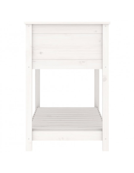 Fioriera con Mensola Bianca 111,5x54x81 cm Legno Massello Pino