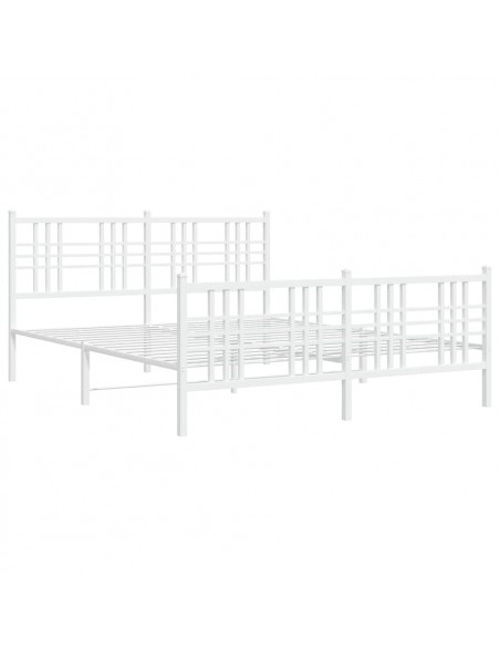Giroletto con Testiera e Pediera Metallo Bianco 150x200 cm