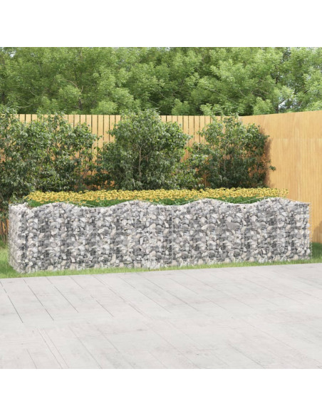 Gabbione ad Arco con Letto Rialzato 400x100x100cm Ferro Zincato