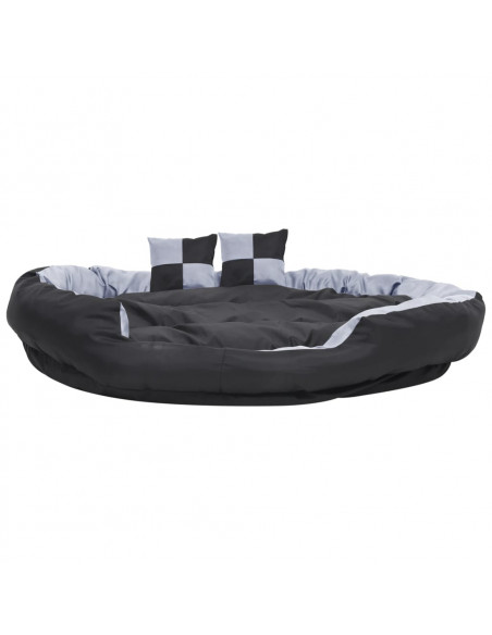 Cuscino per Cani Reversibile Lavabile Grigio Nero 150x120x25 cm