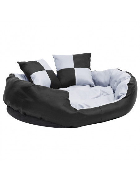 Cuscino per Cani Reversibile e Lavabile Grigio Nero 85x70x20 cm