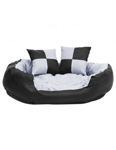 Cuscino per Cani Reversibile e Lavabile Grigio Nero 85x70x20 cm