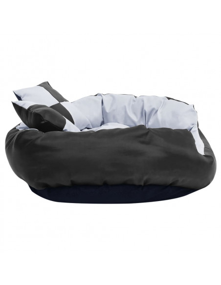 Cuscino per Cani Reversibile e Lavabile Grigio Nero 85x70x20 cm