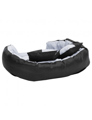 Cuscino per Cani Reversibile e Lavabile Grigio Nero 85x70x20 cm