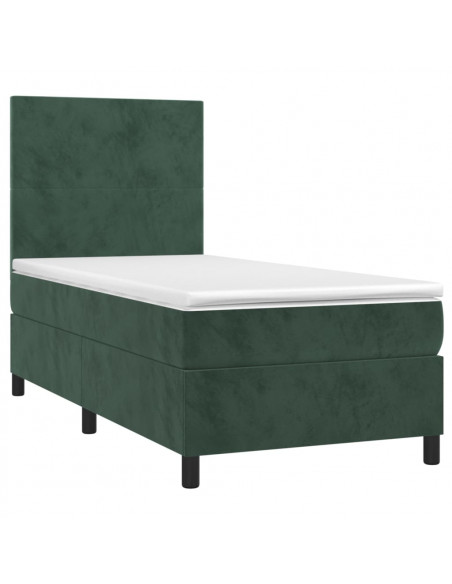 Giroletto a Molle con Materasso Verde Scuro 90x190 cm Velluto