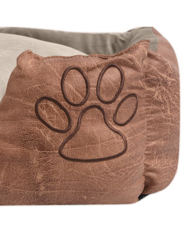 Cuccia per Cani con Cuscino in Pelle Sintetica Taglia L Beige