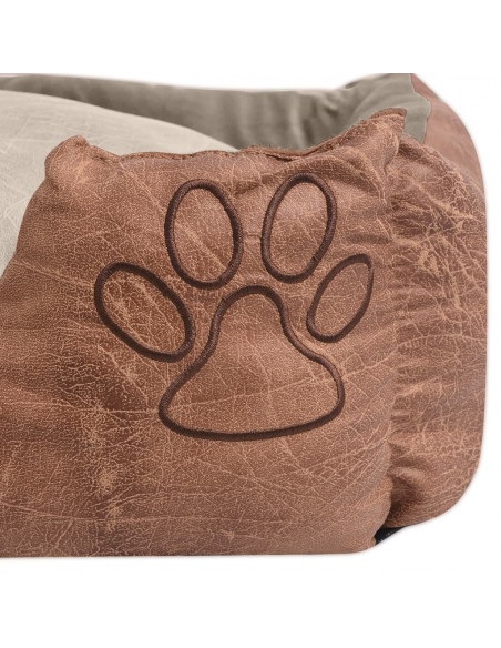 Cuccia per Cani con Cuscino in Pelle Sintetica Taglia L Beige