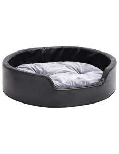 Lettino per Cani Nero e Grigio 69x59x19 cm Peluche e Similpelle