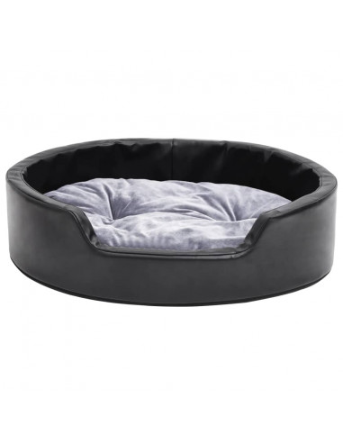 Lettino per Cani Nero e Grigio 69x59x19 cm Peluche e Similpelle