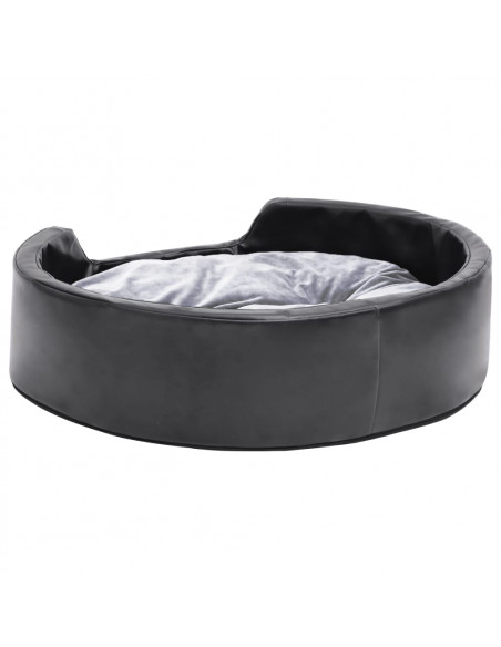 Lettino per Cani Nero e Grigio 69x59x19 cm Peluche e Similpelle