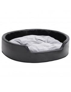 Lettino per Cani Nero e Grigio 79x70x19 cm Peluche e Similpelle