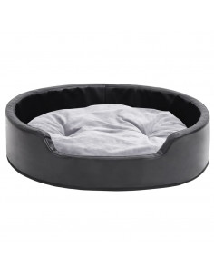 Lettino per Cani Nero e Grigio 79x70x19 cm Peluche e Similpelle 2
