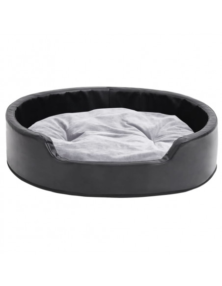 Lettino per Cani Nero e Grigio 79x70x19 cm Peluche e Similpelle