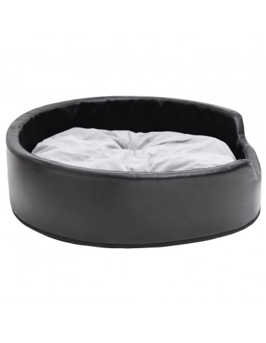 Lettino per Cani Nero e Grigio 79x70x19 cm Peluche e Similpelle